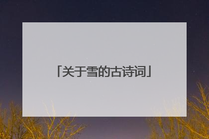 关于雪的古诗词