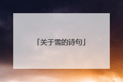 关于雪的诗句