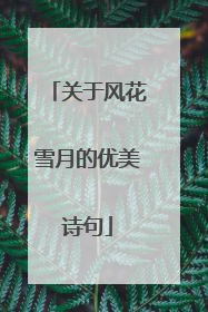 关于风花雪月的优美诗句