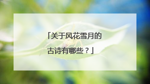 关于风花雪月的古诗有哪些？