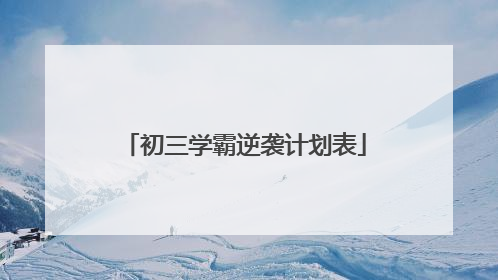 初三学霸逆袭计划表