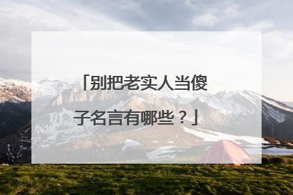 别把老实人当傻子名言有哪些？