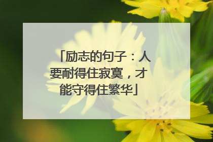 励志的句子：人要耐得住寂寞，才能守得住繁华