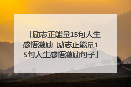 励志正能量15句人生感悟激励 励志正能量15句人生感悟激励句子