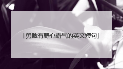 勇敢有野心霸气的英文短句