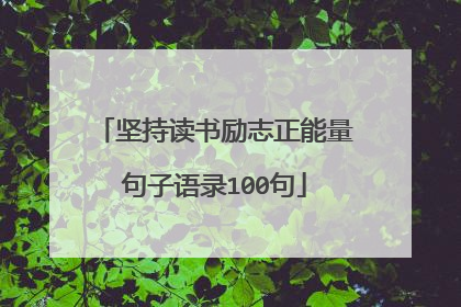 坚持读书励志正能量句子语录100句