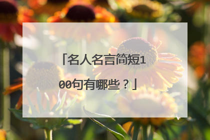 名人名言简短100句有哪些？