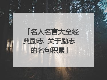 名人名言大全经典励志 关于励志的名句积累