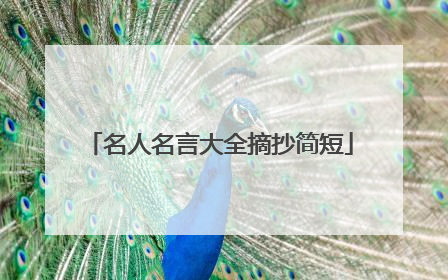名人名言大全摘抄简短