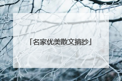 名家优美散文摘抄