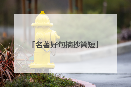 名著好句摘抄简短
