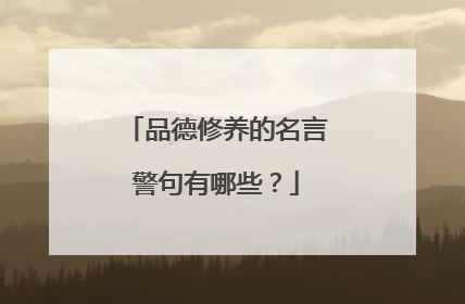 品德修养的名言警句有哪些?
