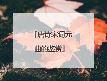 唐诗宋词元曲的鉴赏