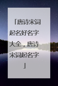 唐诗宋词起名好名字大全，唐诗宋词起名字