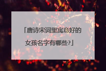 唐诗宋词里寓意好的女孩名字有哪些?