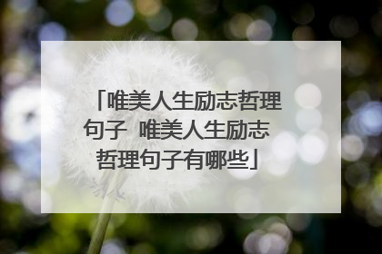 唯美人生励志哲理句子 唯美人生励志哲理句子有哪些