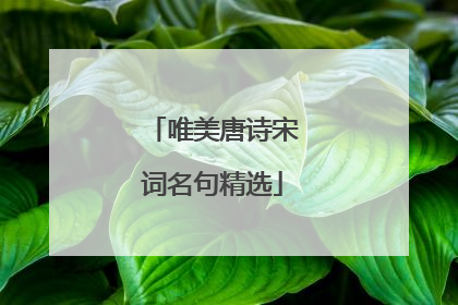 唯美唐诗宋词名句精选