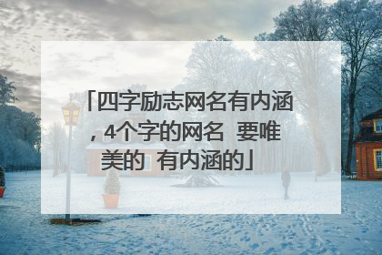 四字励志网名有内涵,4个字的网名 要唯美的 有内涵的