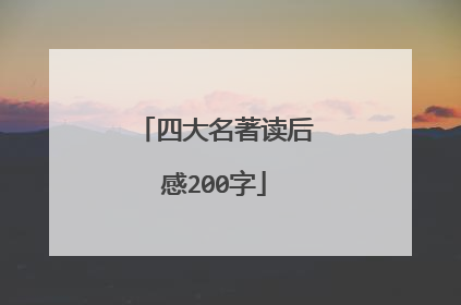 四大名著读后感200字