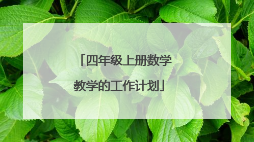 四年级上册数学教学的工作计划