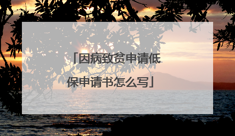因病致贫申请低保申请书怎么写