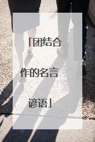 团结合作的名言谚语