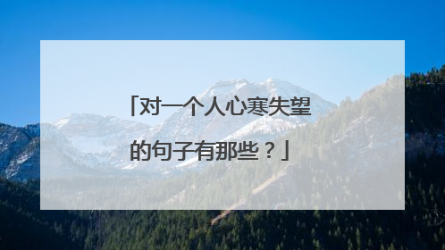 对一个人心寒失望的句子有那些？