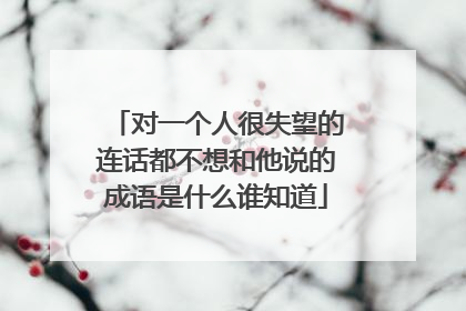 对一个人很失望的连话都不想和他说的成语是什么谁知道