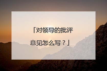 对领导的批评意见怎么写?