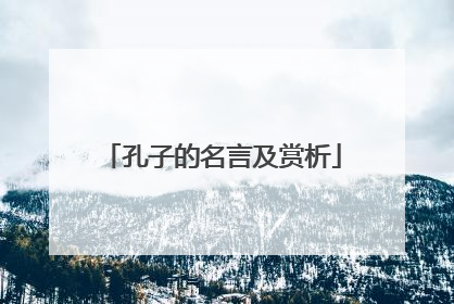 孔子的名言及赏析