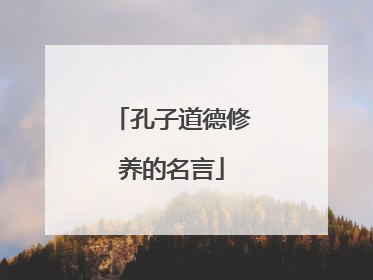 孔子道德修养的名言