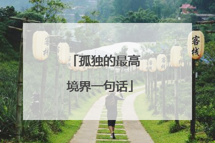 孤独的最高境界一句话