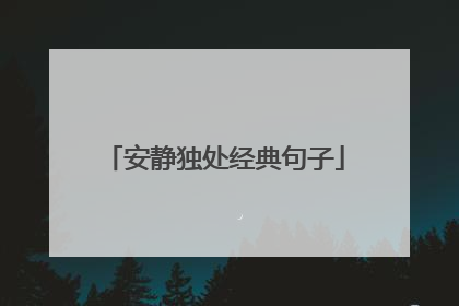 安静独处经典句子