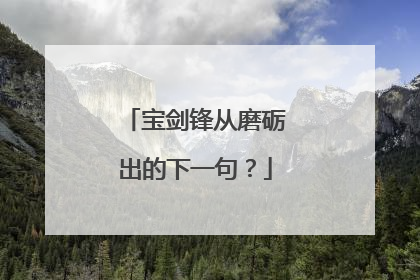 宝剑锋从磨砺出的下一句?