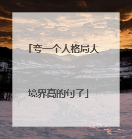 夸一个人格局大境界高的句子