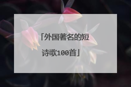 外国著名的短诗歌100首