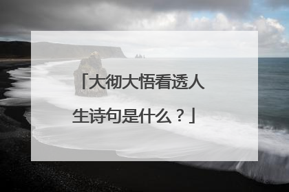 大彻大悟看透人生诗句是什么？