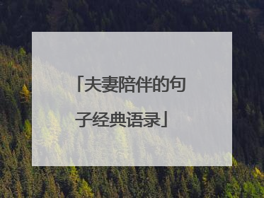 夫妻陪伴的句子经典语录