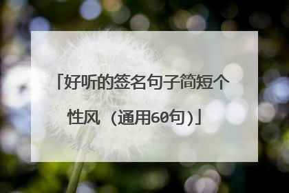 好听的签名句子简短个性风 (通用60句)