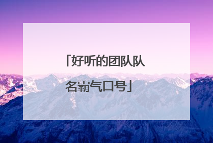 好听的团队队名霸气口号
