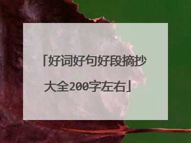 好词好句好段摘抄大全200字左右