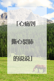 心痛到撕心裂肺的说说