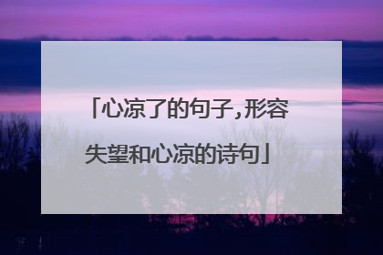 心凉了的句子,形容失望和心凉的诗句
