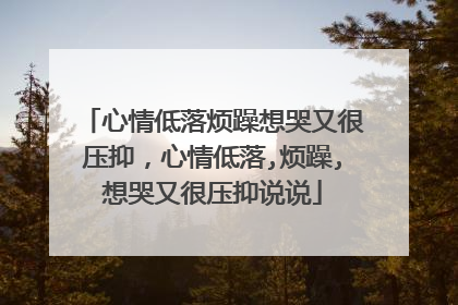 心情低落烦躁想哭又很压抑,心情低落,烦躁,想哭又很压抑说说