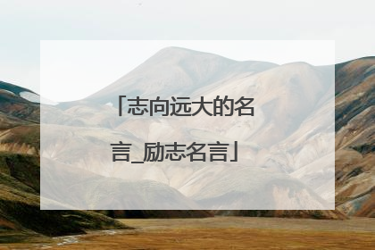 志向远大的名言_励志名言