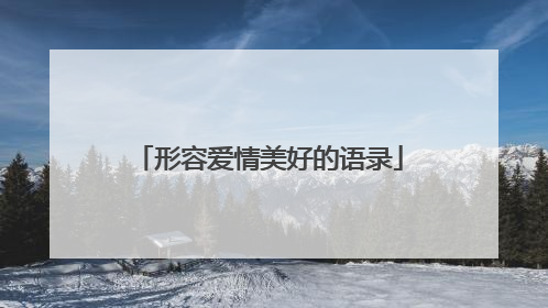 形容爱情美好的语录
