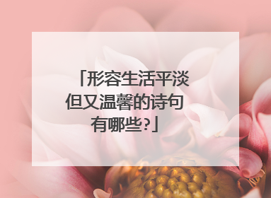 形容生活平淡但又温馨的诗句有哪些?