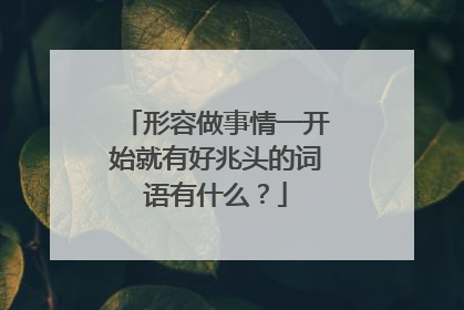 形容做事情一开始就有好兆头的词语有什么？