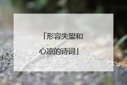 形容失望和心凉的诗词