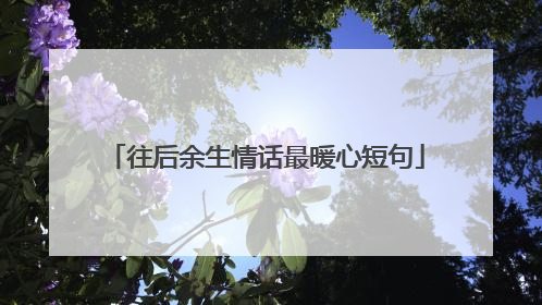 往后余生情话最暖心短句